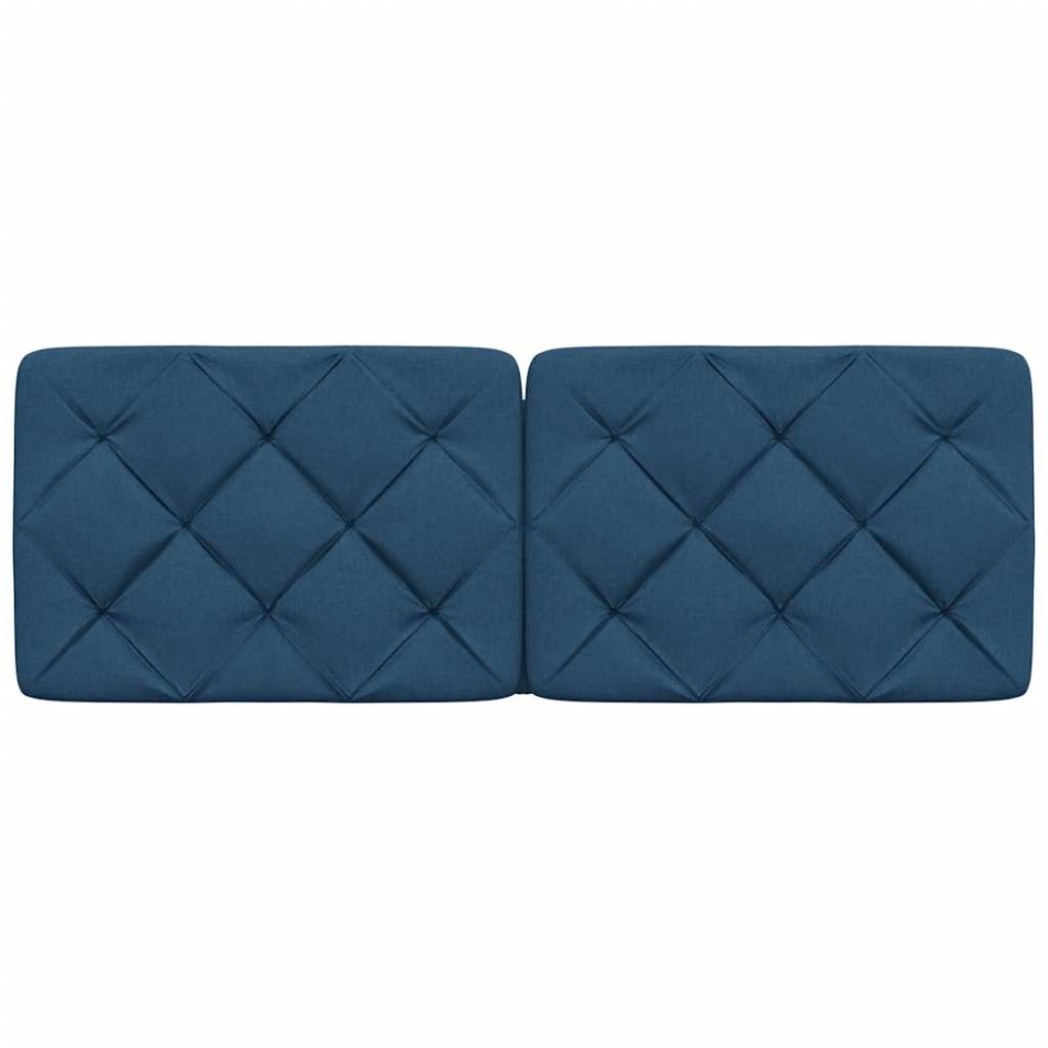 Cabecero de cama acolchado tela azul 140