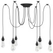 Lámpara colgante con 6 portalámparas E27 metal negro