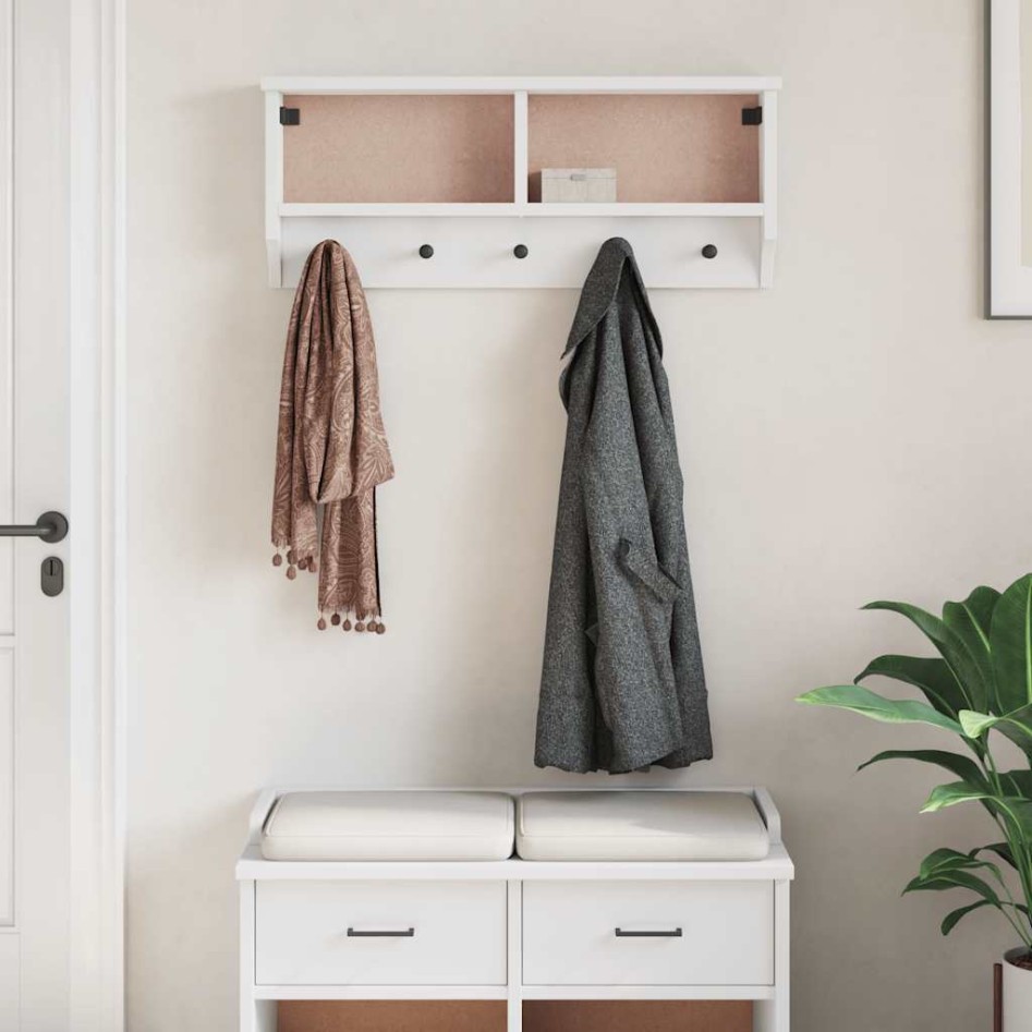 Perchero de pared SANDNES madera maciza pino blanco 87x12x35