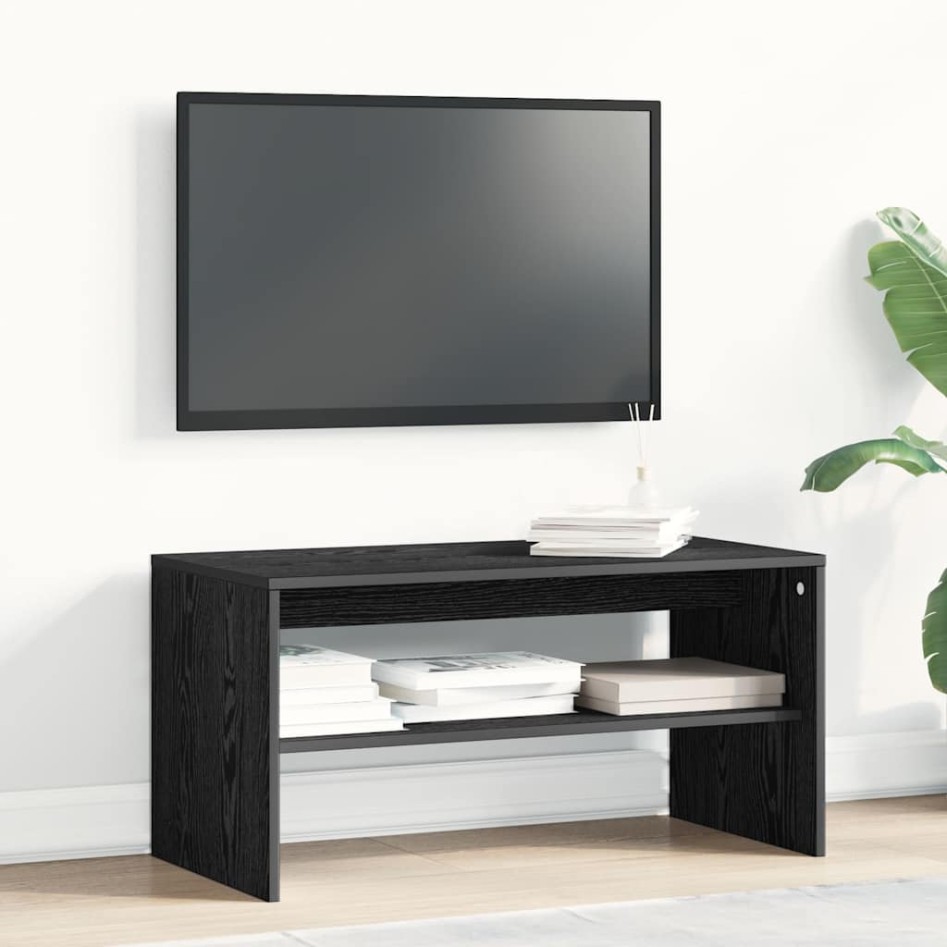 Mueble de TV madera de ingeniería roble negro 80x40x40