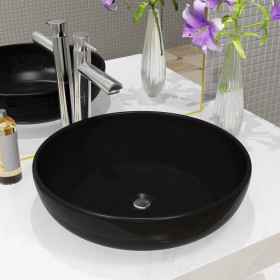 Lavabo redondo de cerámica negro 42x12
