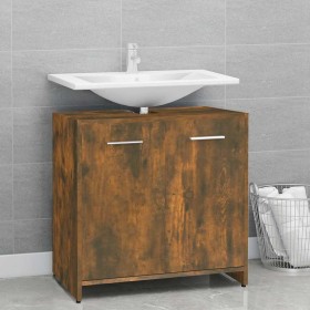 Armario de baño madera contrachapada roble ahumado 60x33x60