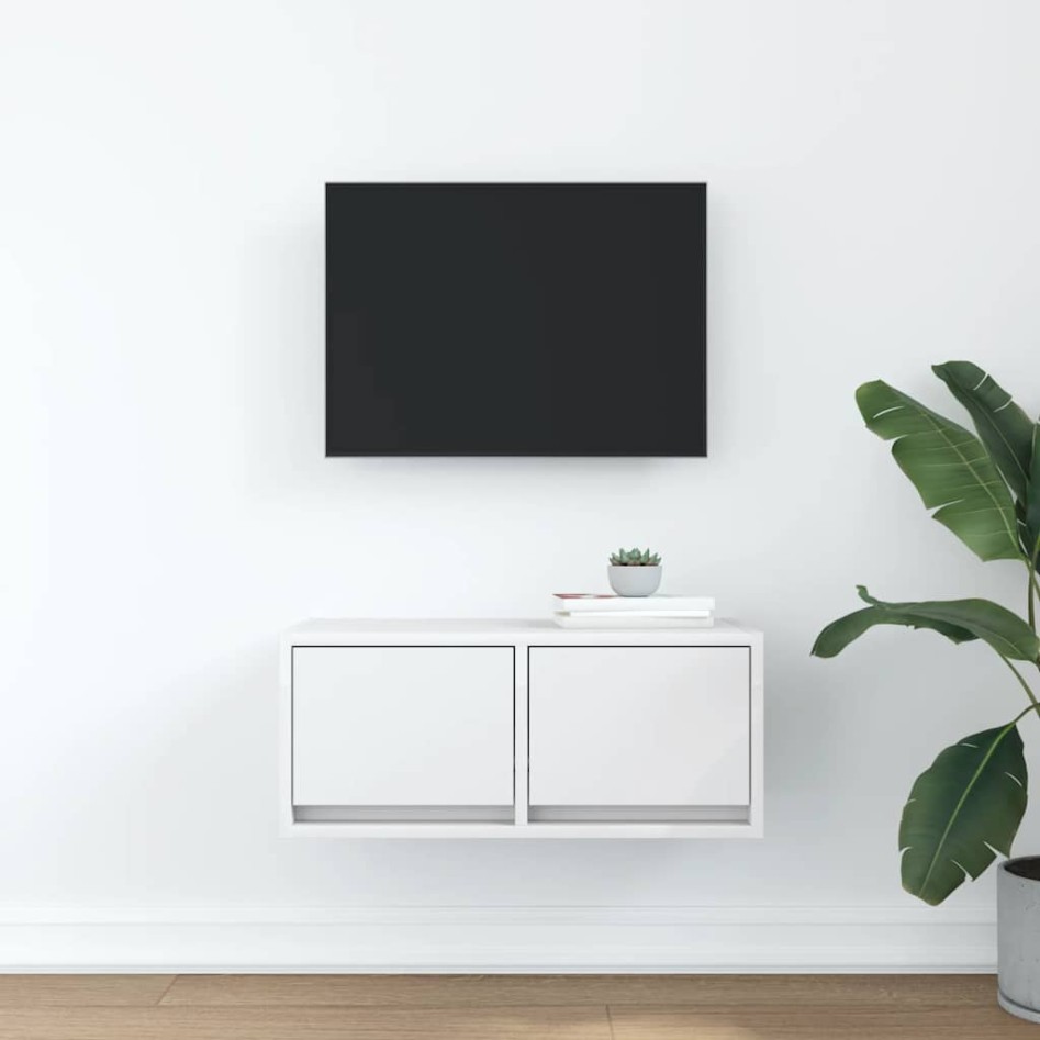 Mueble de TV de madera de ingeniería blanco 60x31x25,5