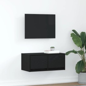 Mueble de TV madera de ingeniería roble negro 60x31x25,5