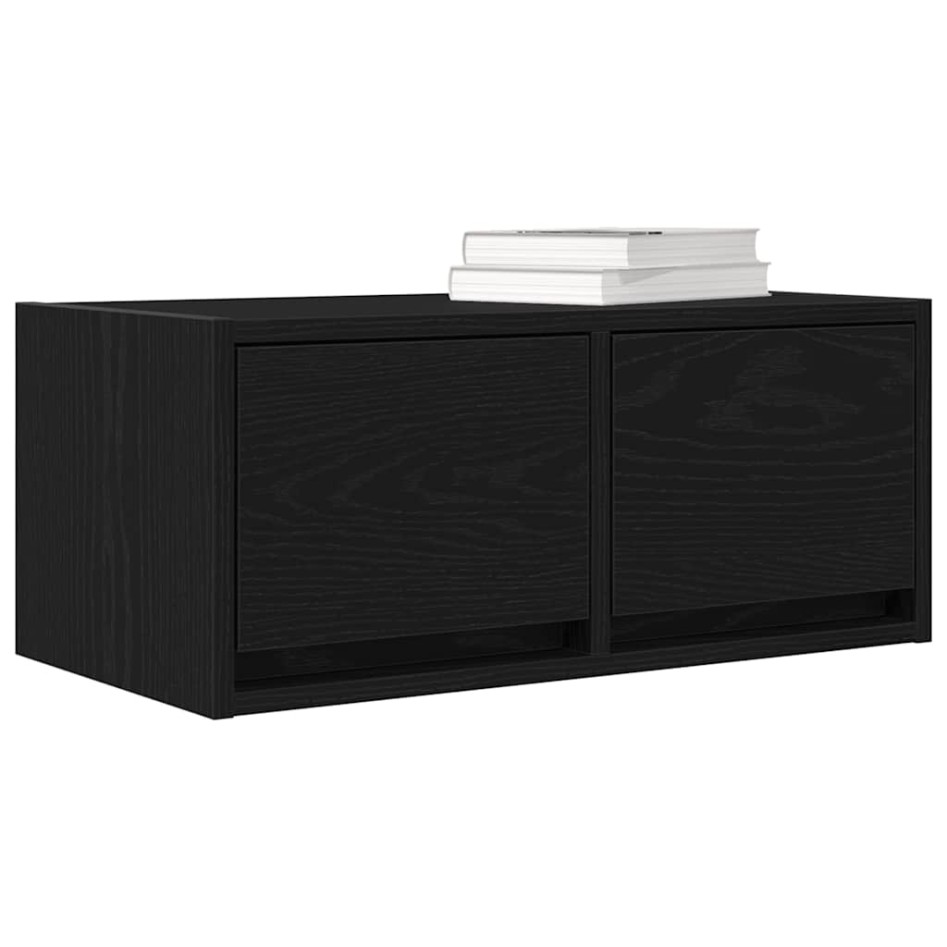 Mueble de TV madera de ingeniería roble negro 60x31x25,5