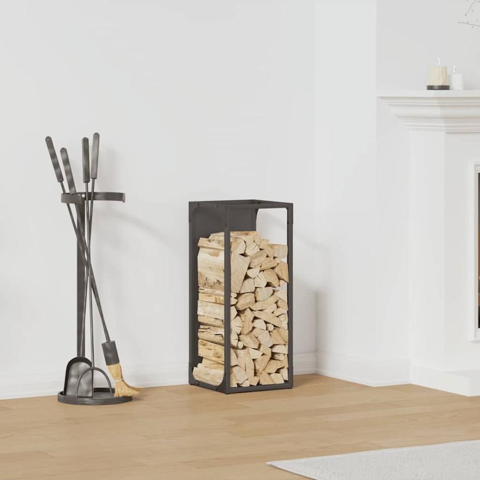 Leñero negro 25x25x60 cm Acero laminado en