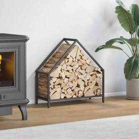 Leñero negro 60x25x60 cm Acero laminado en