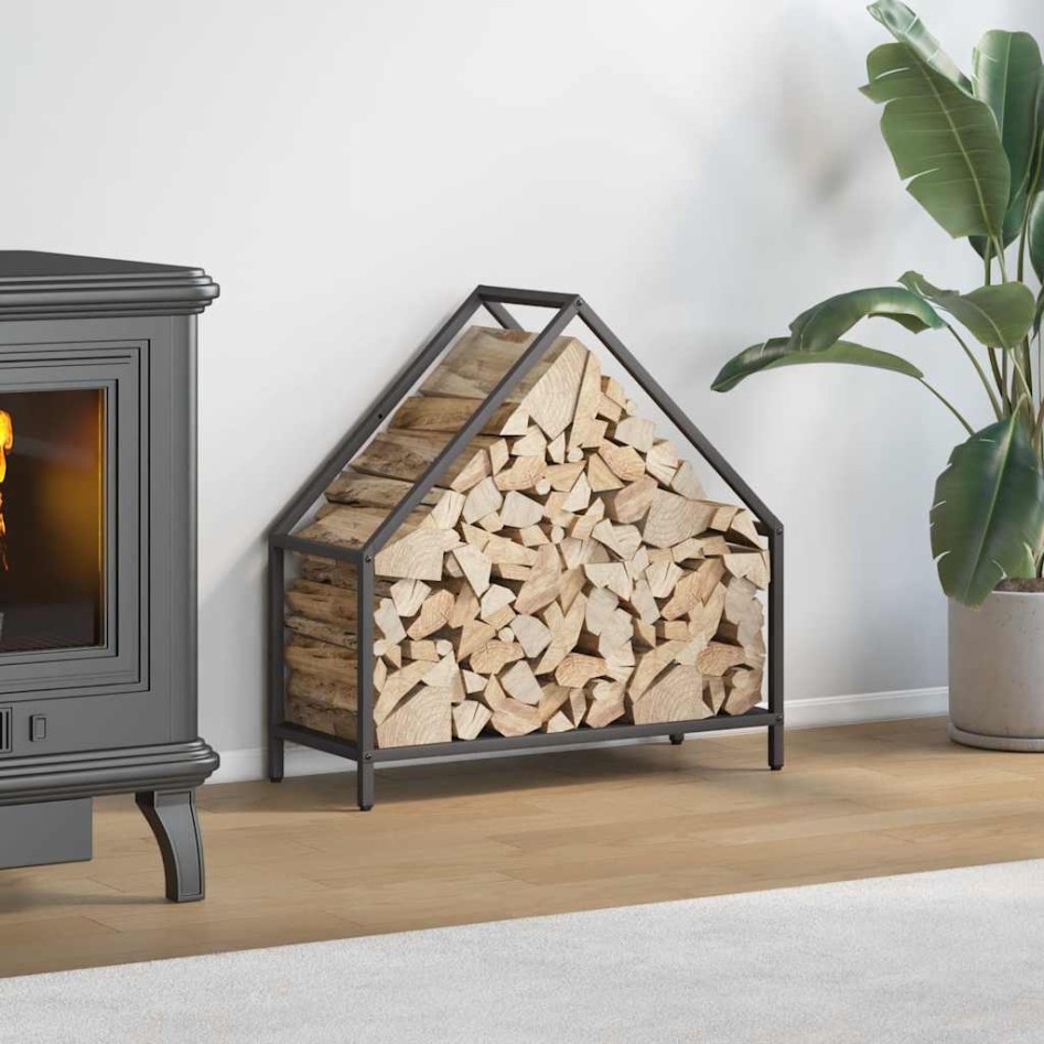 Leñero negro 60x25x60 cm Acero laminado en