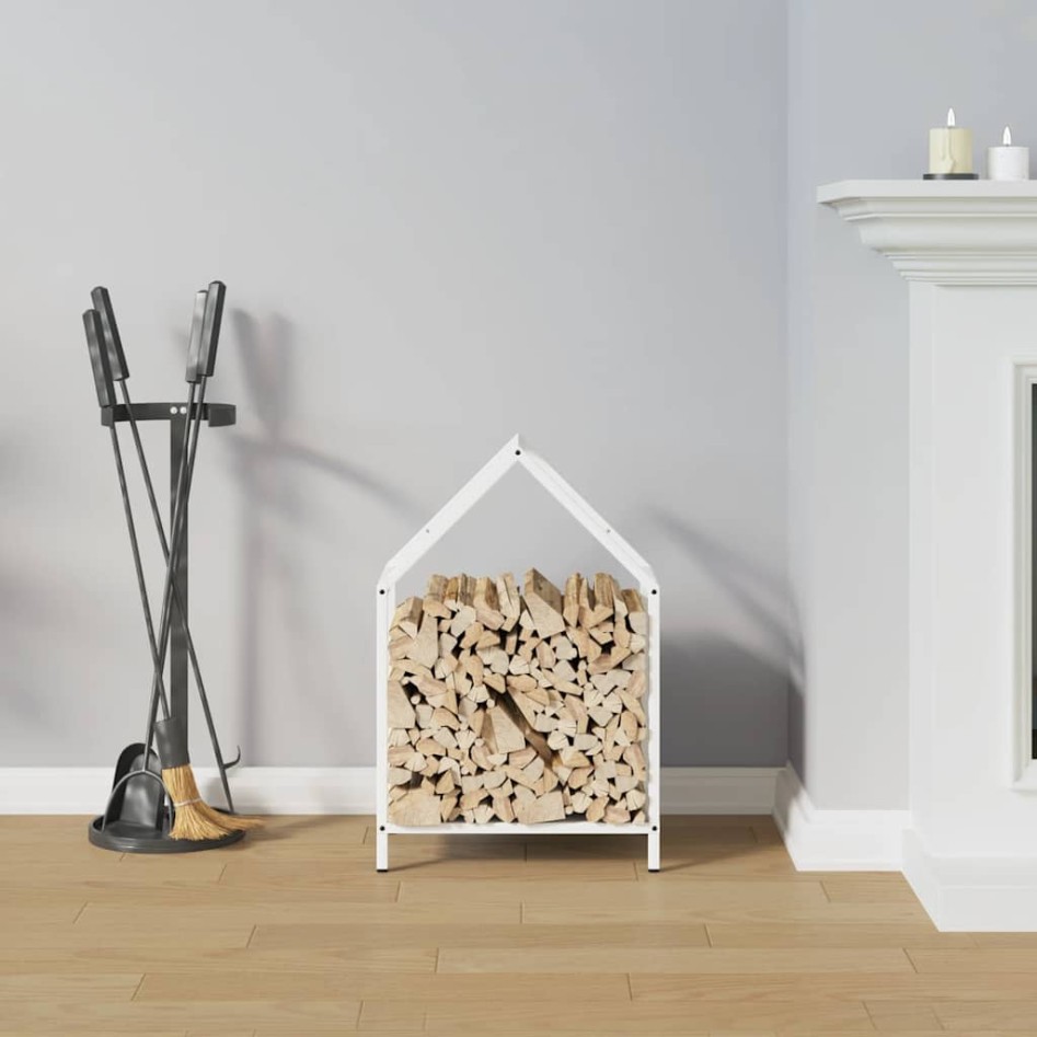 Leñero blanco 40x25x60 cm Acero laminado en