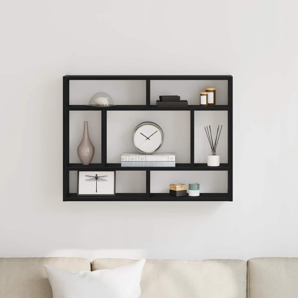 Estante de pared  roble negro 75x16x55 cm madera de