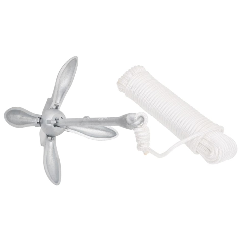 Ancla plegable con cuerda hierro maleable plateado 2,5
