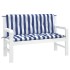 Cojines banco jardín 2 uds tela a rayas azul blanco 120x50x7