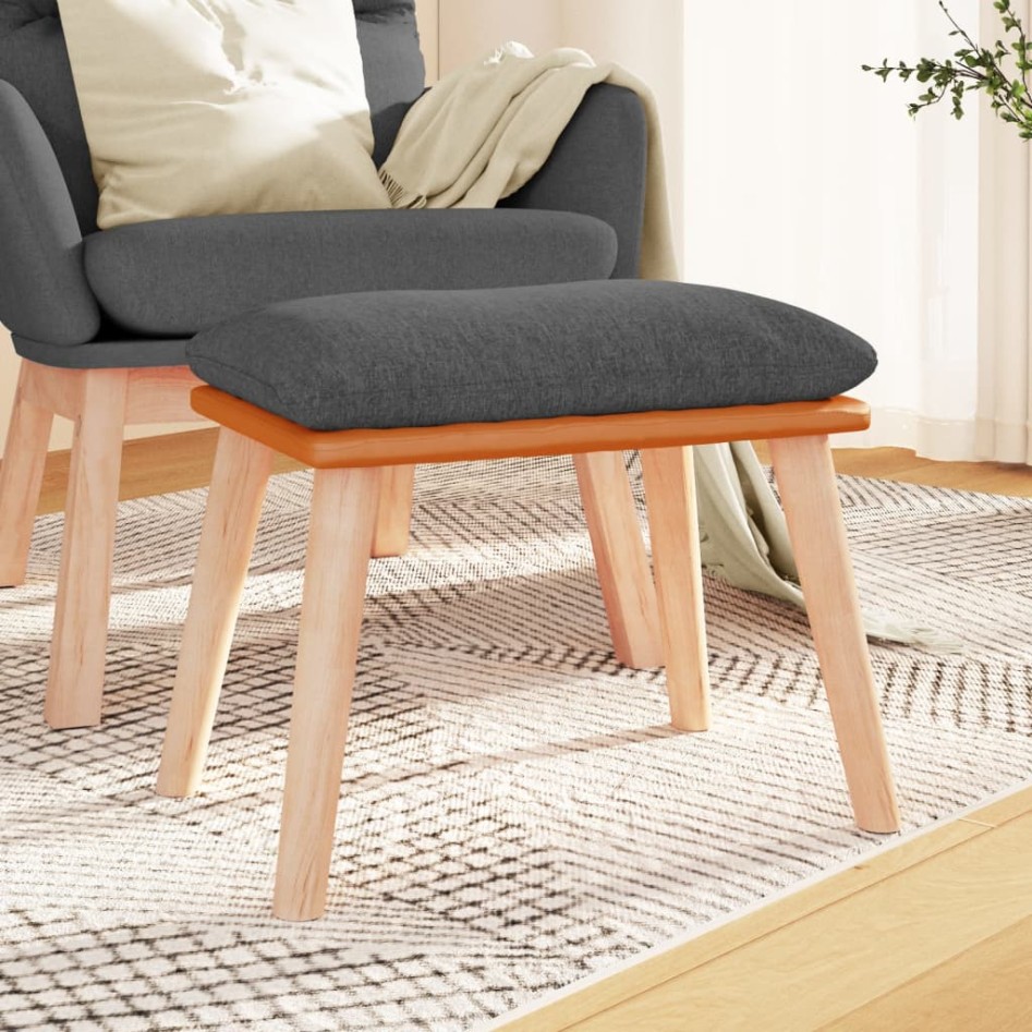 Reposapiés tela y cuero sintético gris oscuro 45x29,5x35