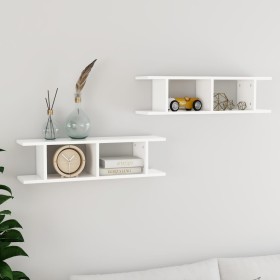 Estantes de pared 2 uds madera contrachapada blanco 75x18x20