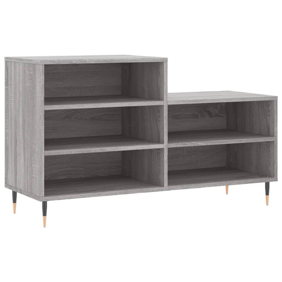 Mueble zapatero madera contrachapada gris Sonoma 102x36x60
