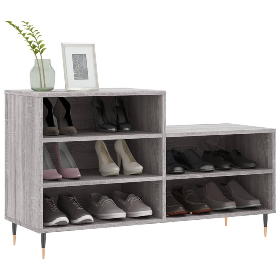 Mueble zapatero madera contrachapada gris Sonoma 102x36x60
