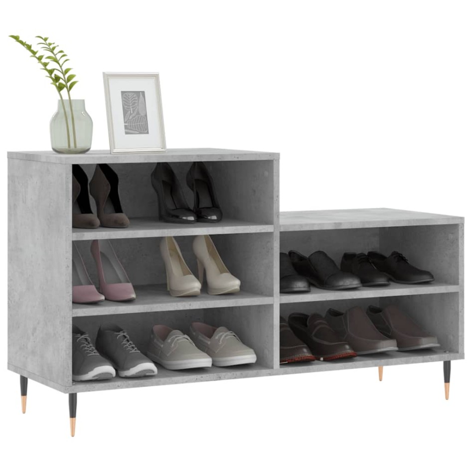 Mueble zapatero madera contrachapada gris hormigón 102x36x60