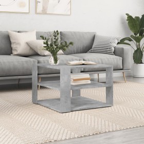 Mesa de centro madera ingeniería gris hormigón 59,5x59,5x40