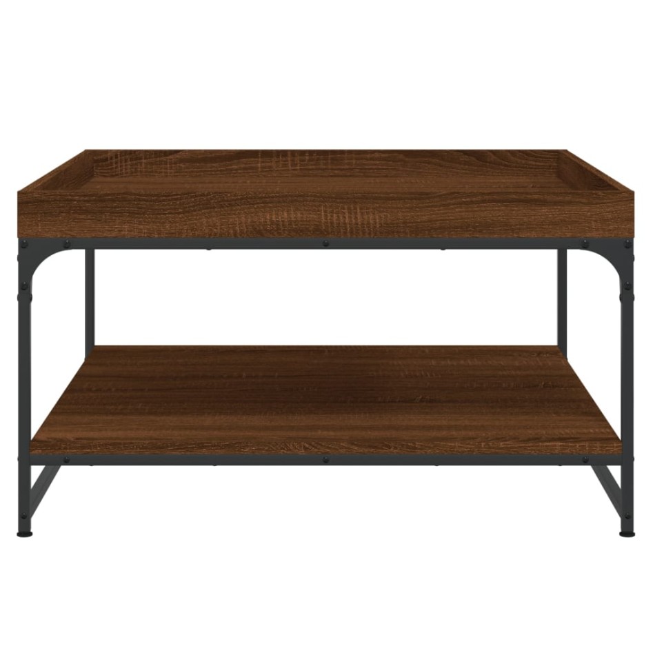 Mesa centro madera ingeniería y hierro roble marrón 80x80x45