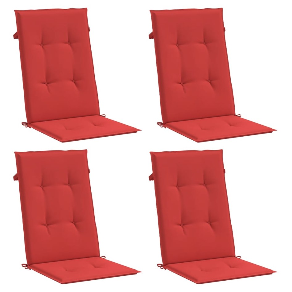 Cojín silla de jardín respaldo alto 4 uds tela rojo 120x50x3