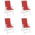 Cojín silla de jardín respaldo alto 4 uds tela rojo 120x50x3