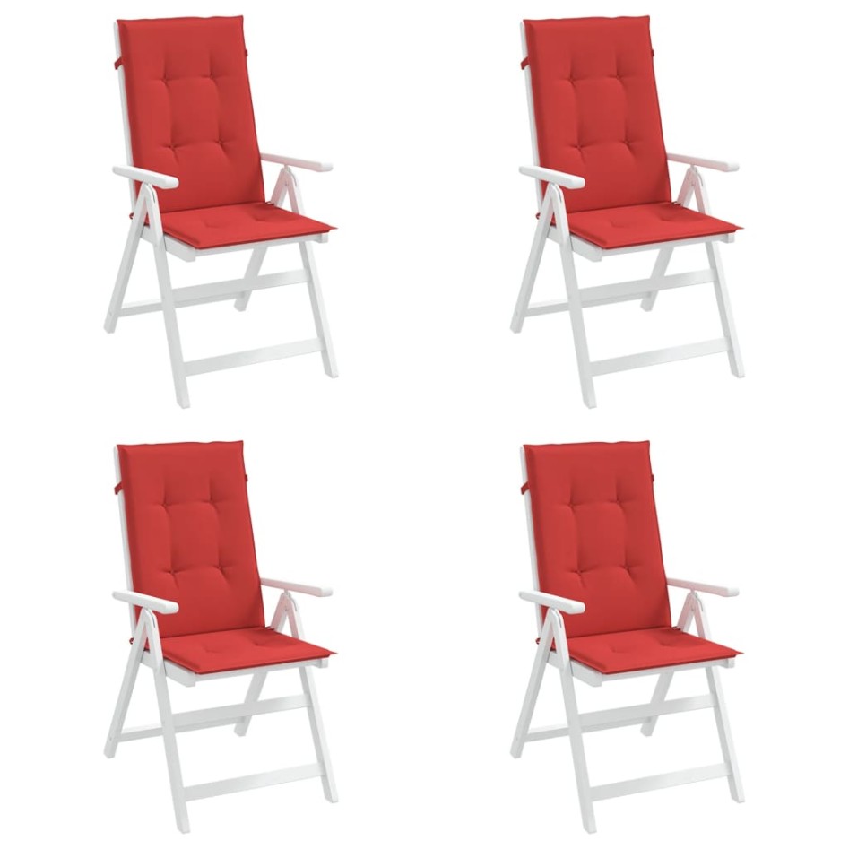 Cojín silla de jardín respaldo alto 4 uds tela rojo 120x50x3