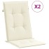 Cojín silla de jardín respaldo alto 2 uds tela crema
