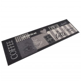 Alfombra de cocina lavable terciopelo negro café 45x150