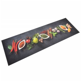 Alfombra de cocina lavable terciopelo dibujo especias 60x180