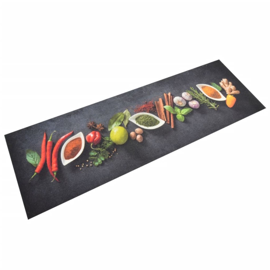 Alfombra de cocina lavable terciopelo dibujo especias 60x180