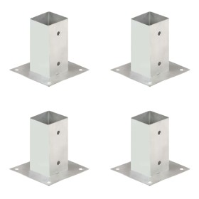 Anclajes para postes 4 unidades metal galvanizados 71