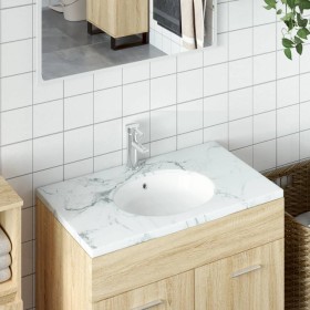 Lavabo de baño ovalado cerámica blanco 33x29x16,5