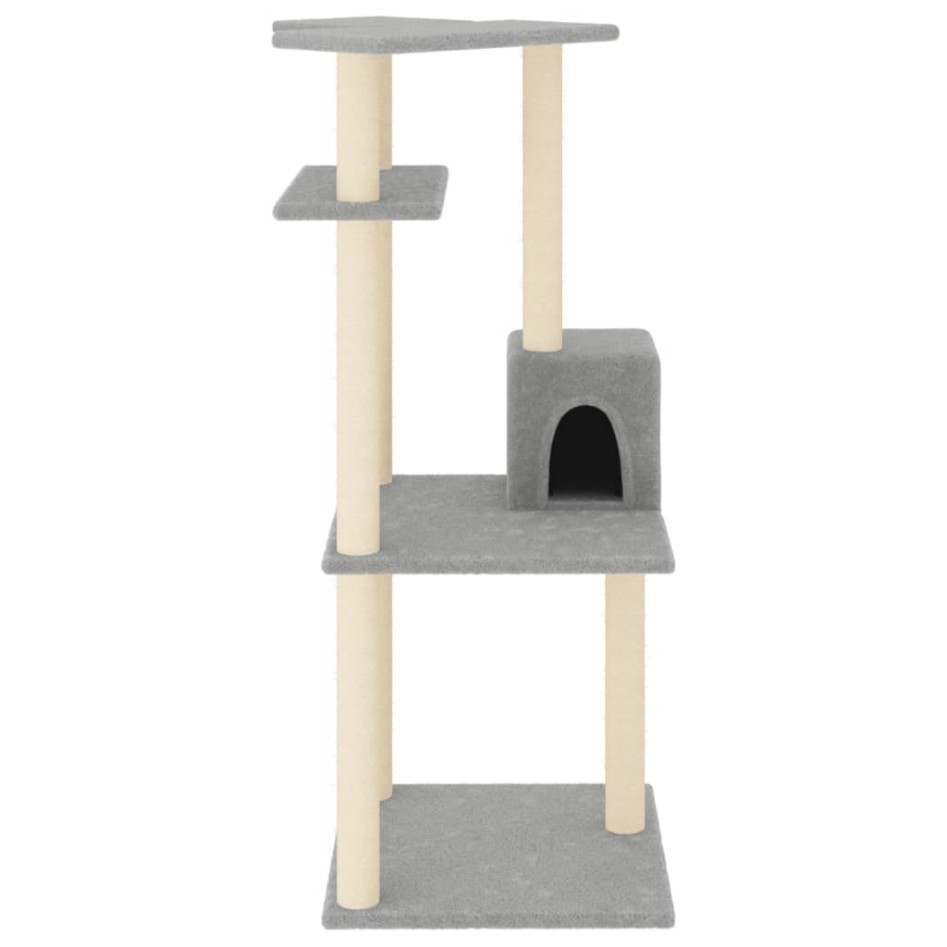 Rascador para gatos con postes de sisal gris claro 123
