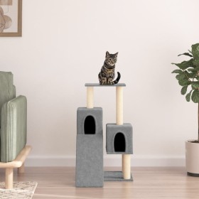 Rascador para gatos con postes de sisal gris claro 82