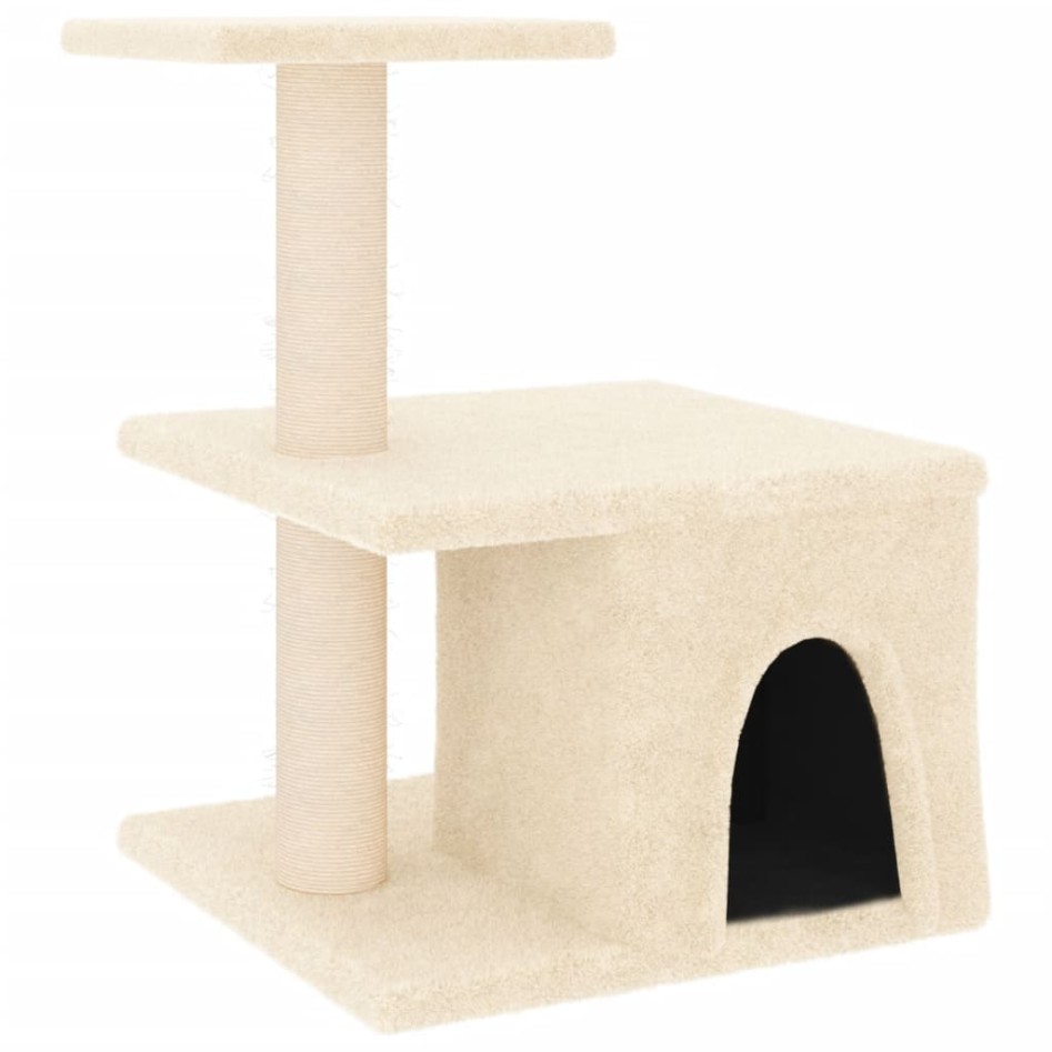 Rascador para gatos con postes de sisal color crema 48