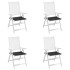 Cojines de silla de jardín 4 uds tela Oxford negro 50x50x3