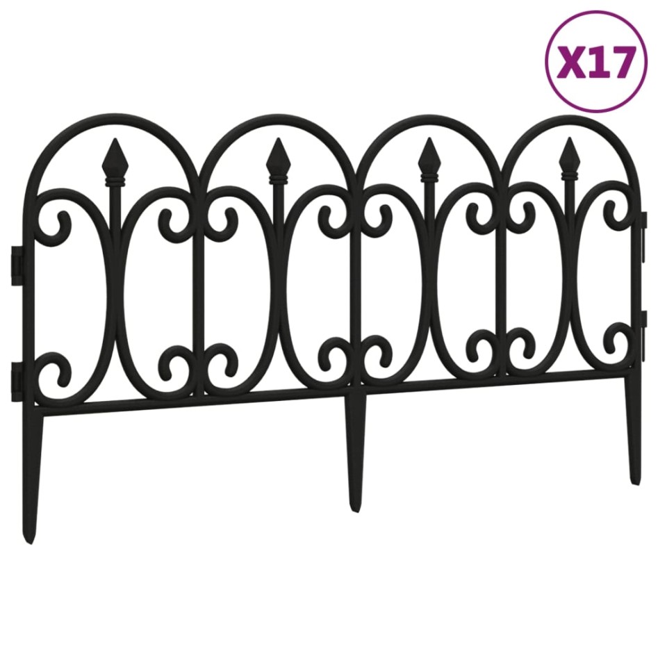 Borduras de jardín 17 unidades PP negro 10