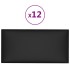 Paneles de pared 12 uds cuero sintético negro 30x15 cm 0,54