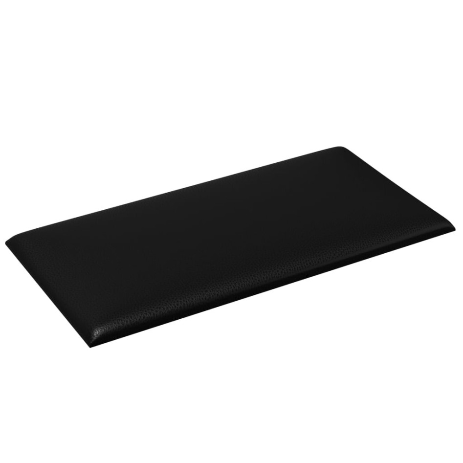Paneles de pared 12 uds cuero sintético negro 30x15 cm 0,54