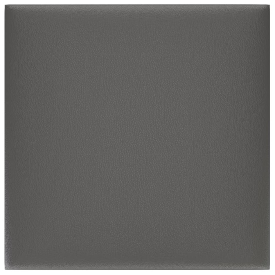 Paneles de pared 12 uds cuero sintético gris 30x30 cm 1,08