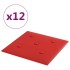 Paneles pared 12 uds cuero sintético rojo tinto 30x30 cm