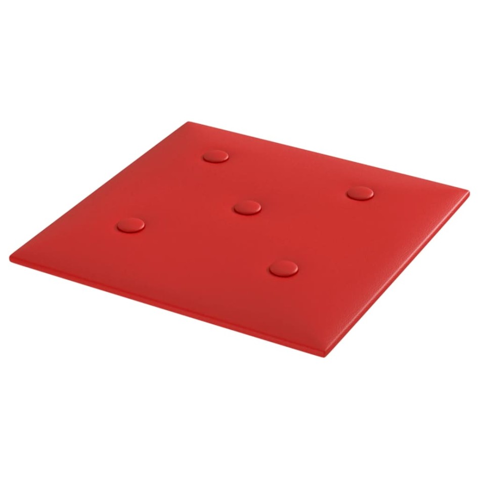 Paneles pared 12 uds cuero sintético rojo tinto 30x30 cm
