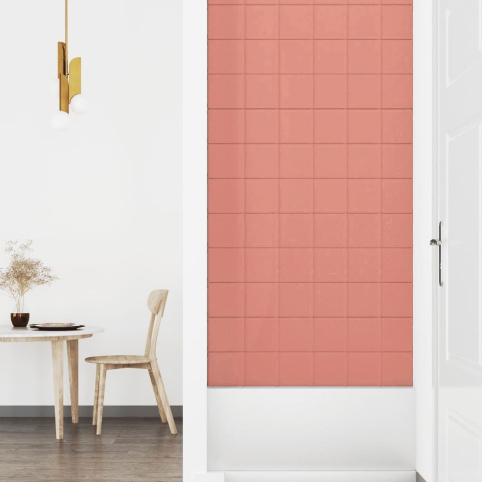 Paneles de pared 12 uds terciopelo rosa 90x15 cm 1,62