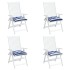 Cojines de silla 4 uds tela a rayas azul y blanco 40x40x7