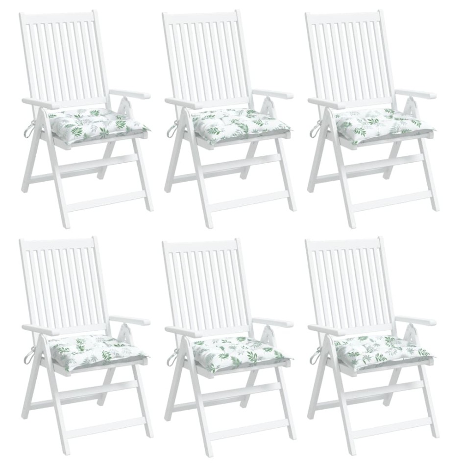 Cojines de silla 6 uds tela Oxford estampado hojas 50x50x7