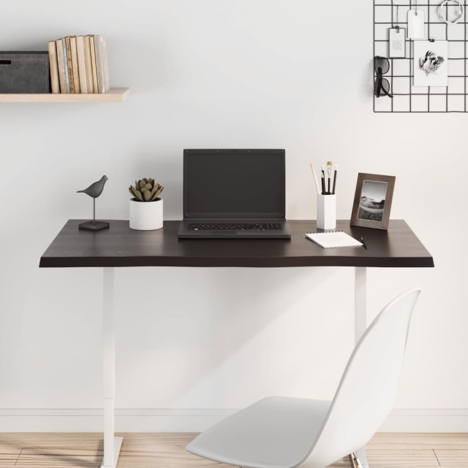 Tablero mesa madera tratada roble borde vivo marrón 100x60x2