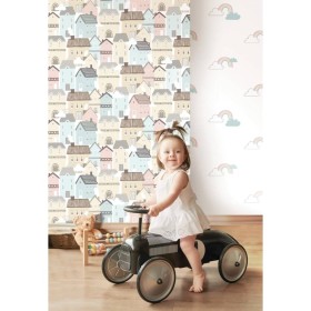 Noordwand Papel pintado Mondo baby Clouds blanco, azul y