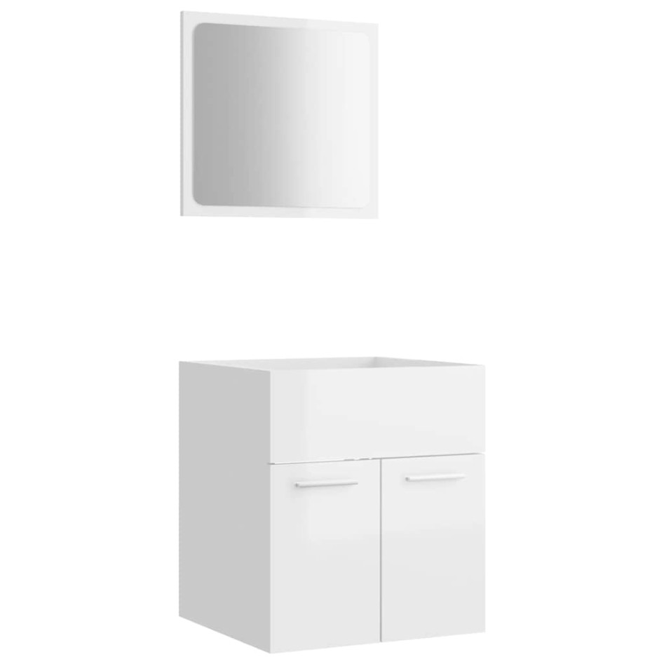 Set muebles de baño 2 piezas madera contrachapada blanco
