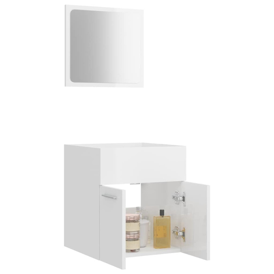 Set muebles de baño 2 piezas madera contrachapada blanco