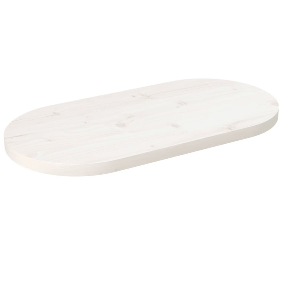 Tablero de mesa ovalado madera maciza pino blanco 80x40x2,5
